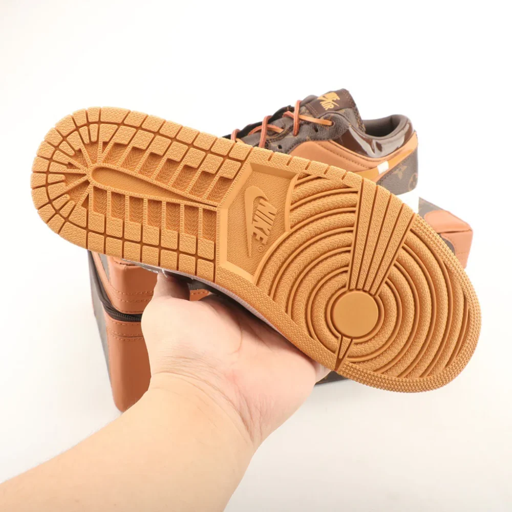 Nike Air Jordan 1 x LV Low Custom – Brown/Gold Monogram - Image 6