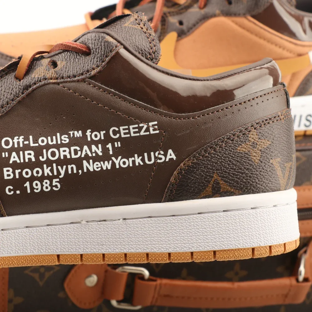 Nike Air Jordan 1 x LV Low Custom – Brown/Gold Monogram - Image 10
