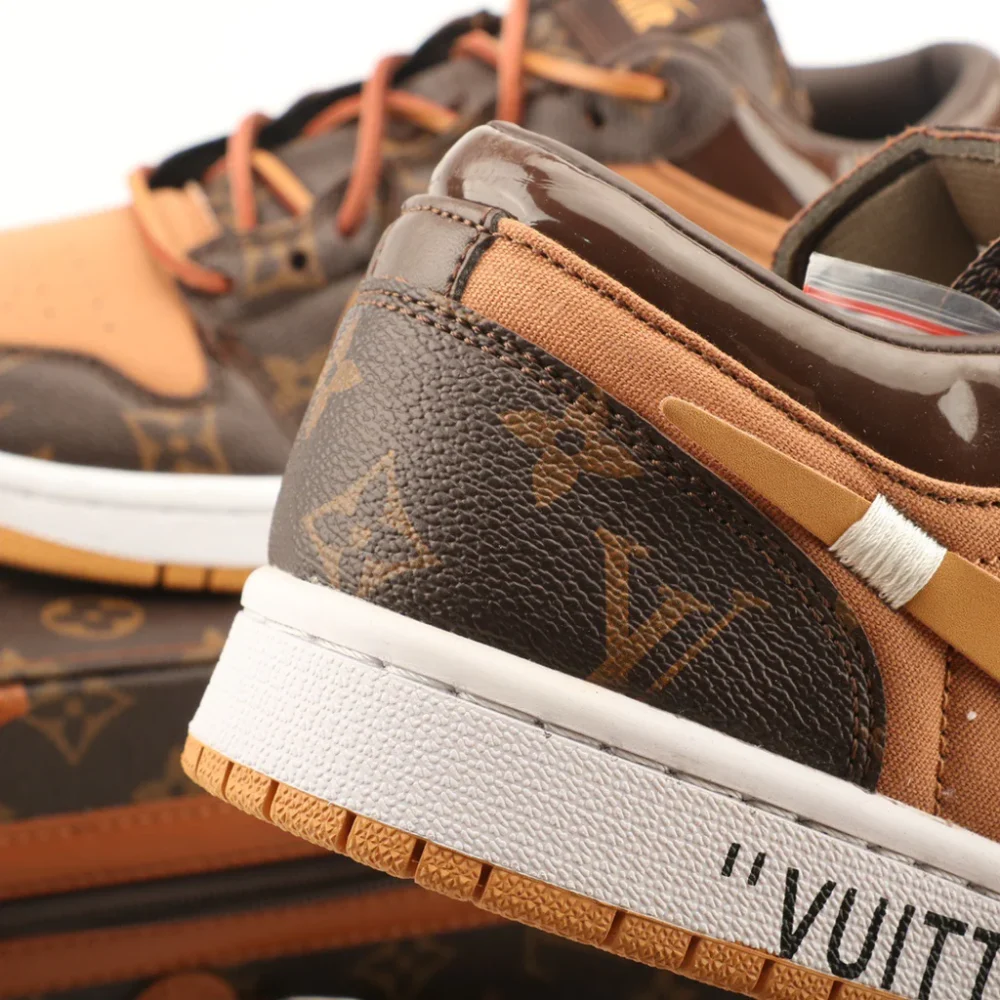 Nike Air Jordan 1 x LV Low Custom – Brown/Gold Monogram - Image 8