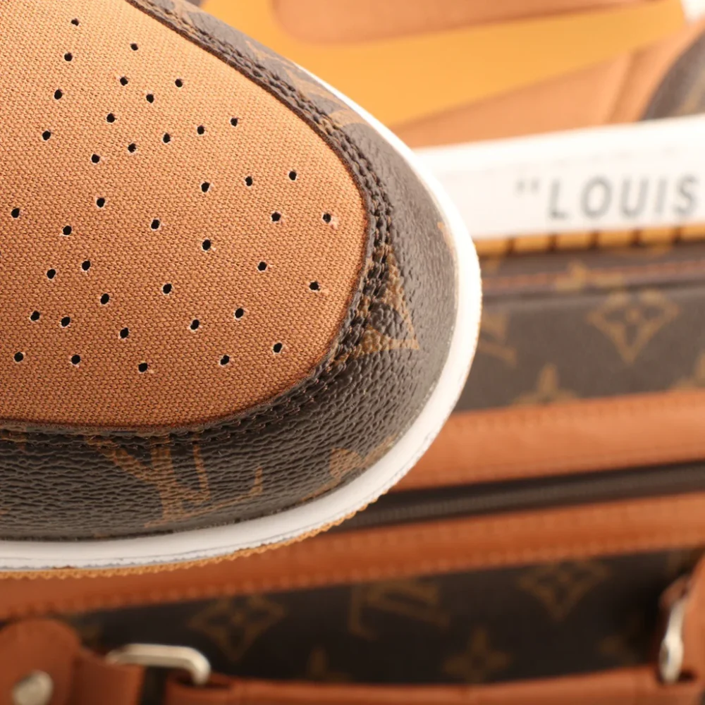 Nike Air Jordan 1 x LV Low Custom – Brown/Gold Monogram - Image 9