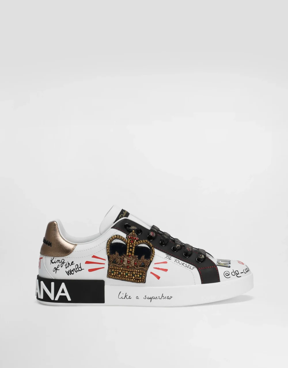 D&G Portofino Sneakers In Printed Nappa Calfskin With Patch