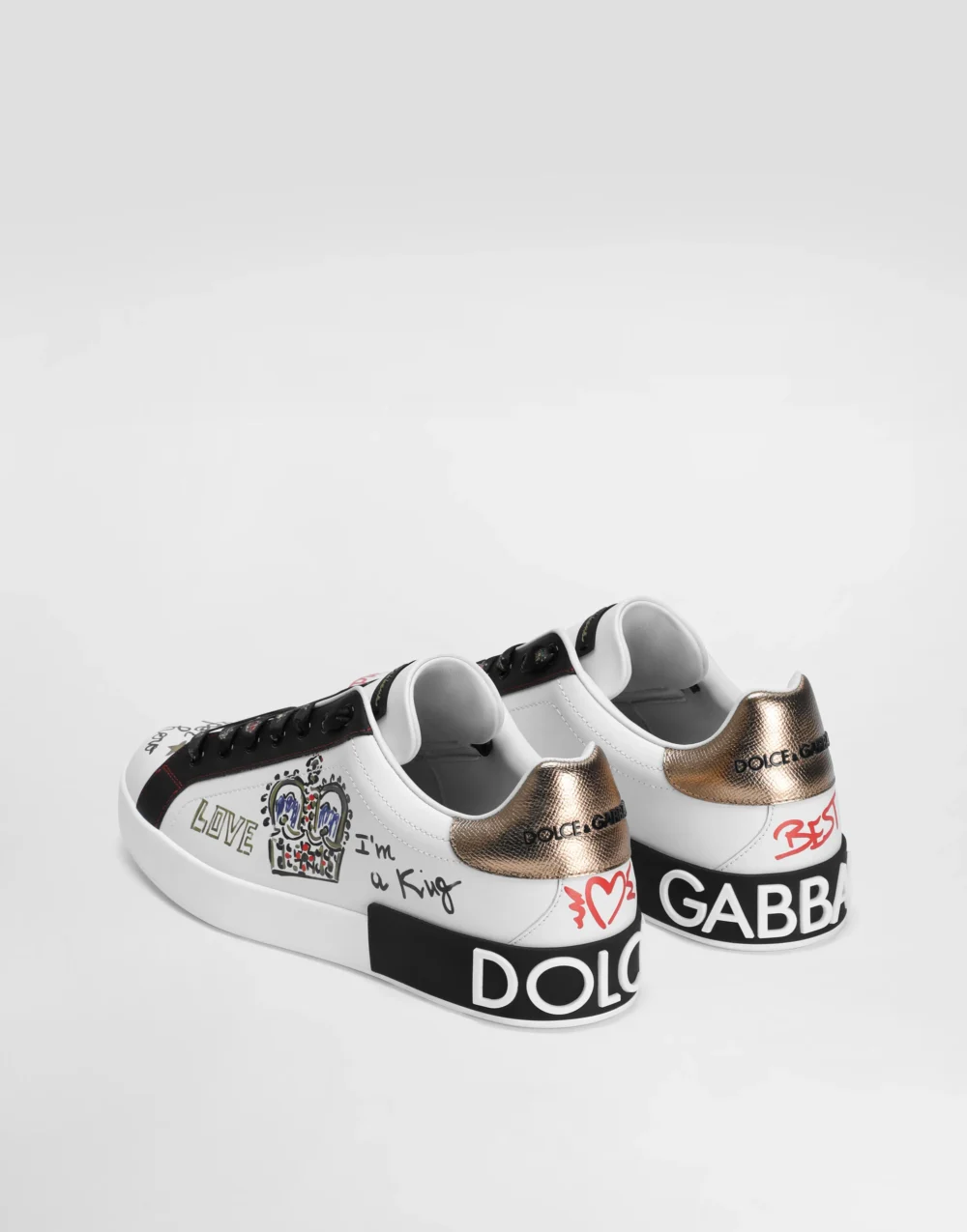 D&G Portofino Sneakers In Printed Nappa Calfskin With Patch - Image 4