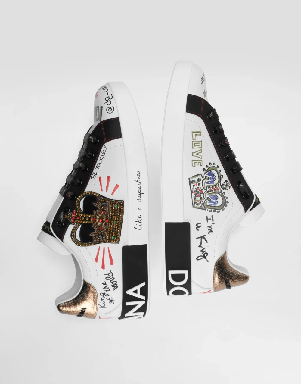 D&G Portofino Sneakers In Printed Nappa Calfskin With Patch - Image 3
