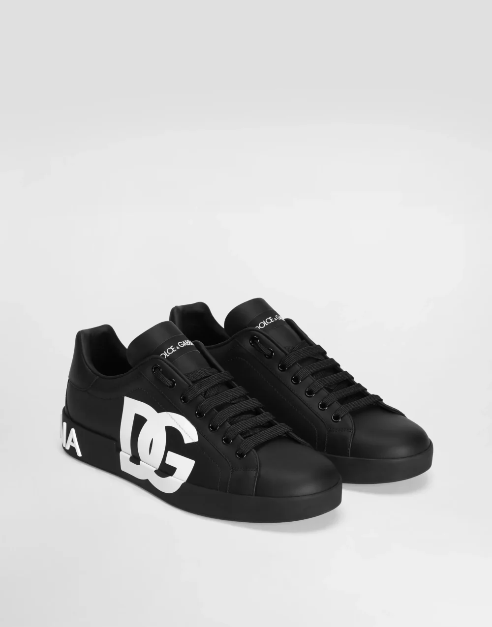 D&G Calfskin Nappa Portofino Sneakers With Logo Print - Image 4