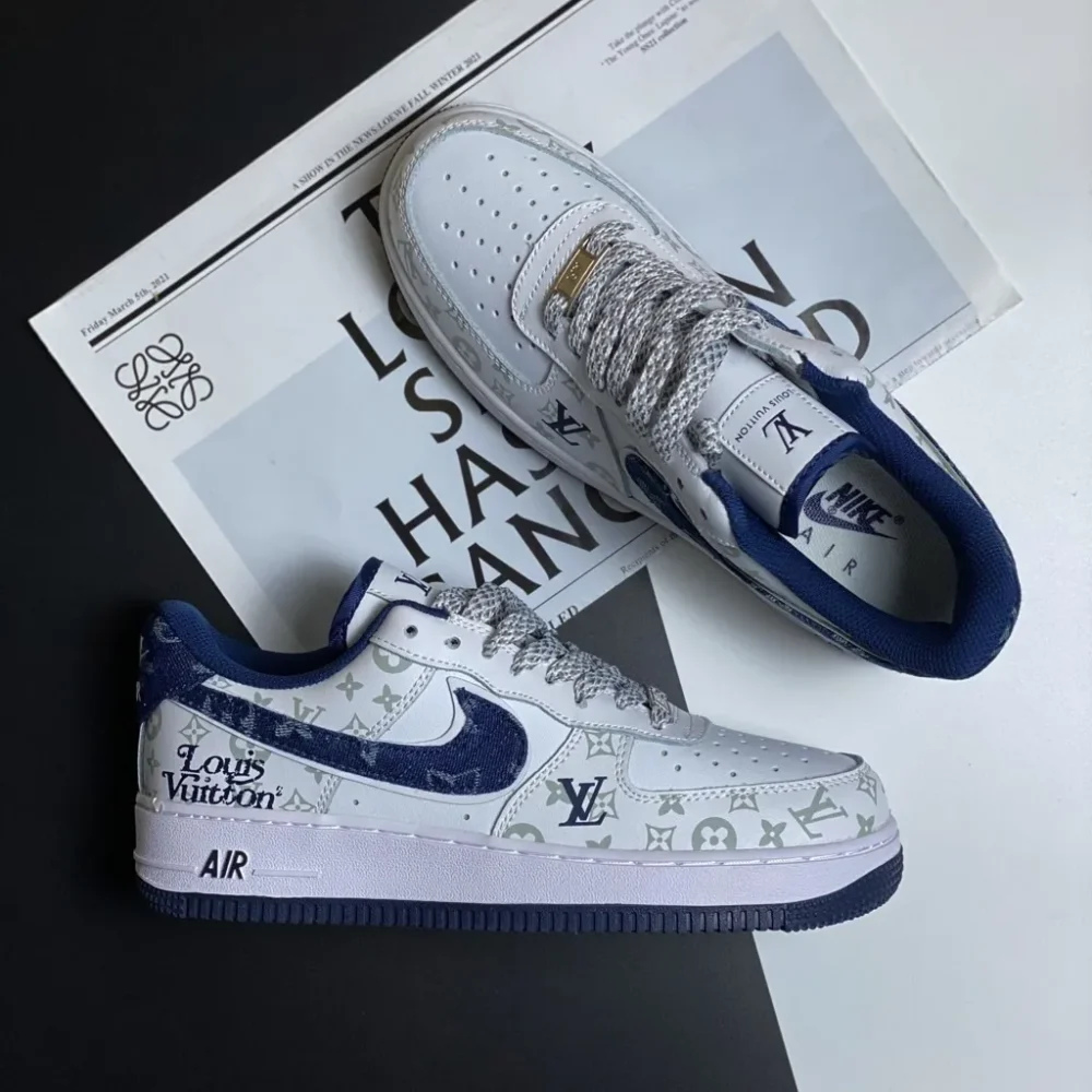 Louis Vuitton x Nike Air Force 1 07 Low 'White Blue' - Image 7