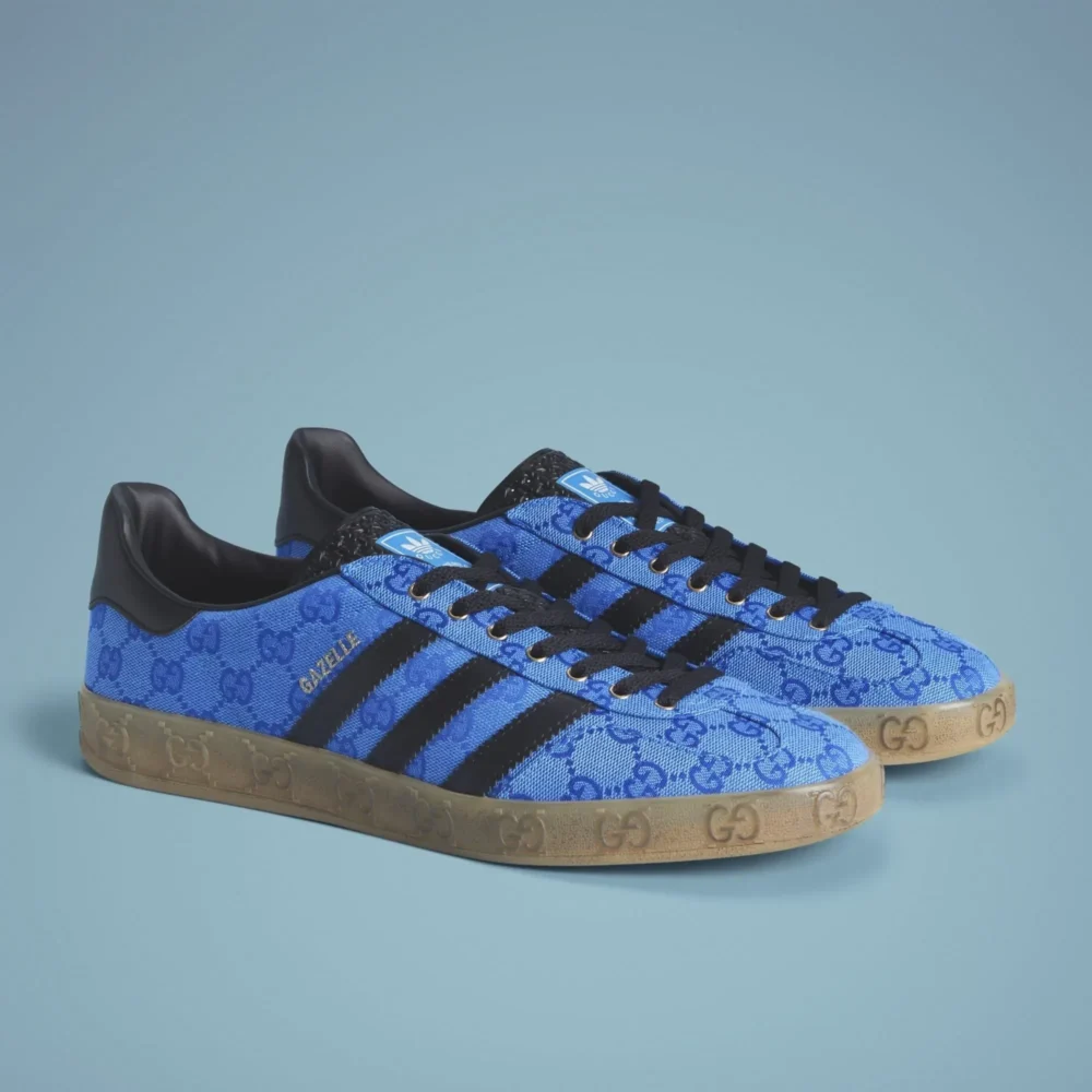 Adidas x Gucci Gazelle 'Blue GG Monogram' - Image 2