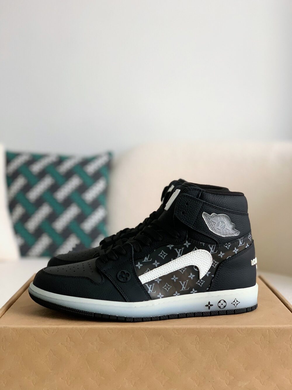 Nike Air Jordan 1 x LV - Triple Black Monogram Edition - Image 3