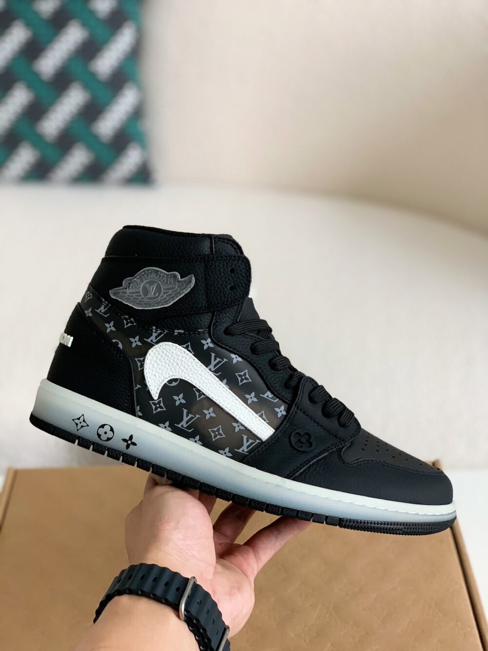Nike Air Jordan 1 x LV - Triple Black Monogram Edition - Image 4