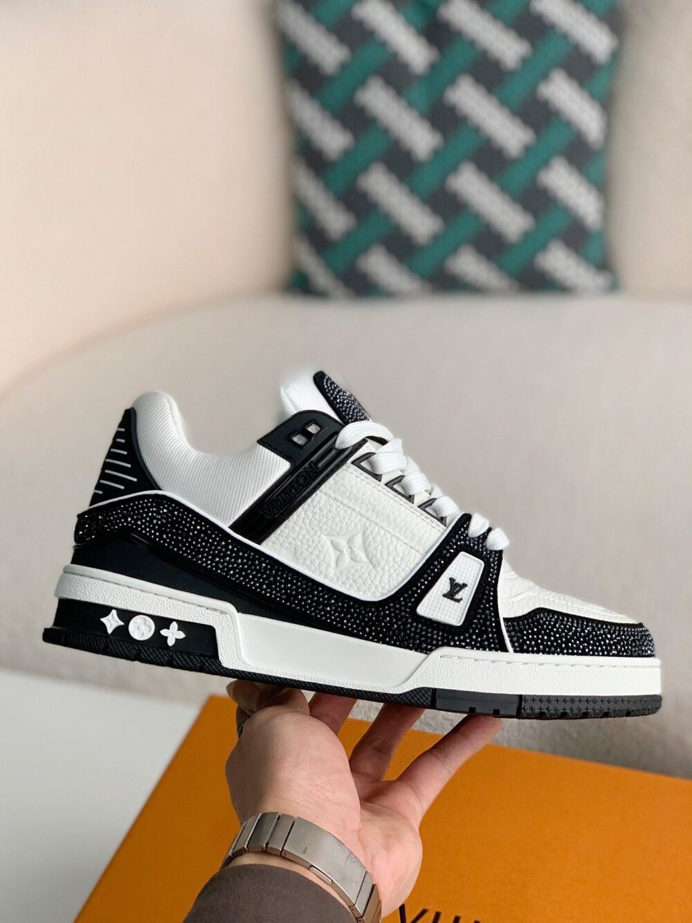 Louis Vuitton LV Trainer Sneaker 'Denim Monogram Black Diamond' - Image 2