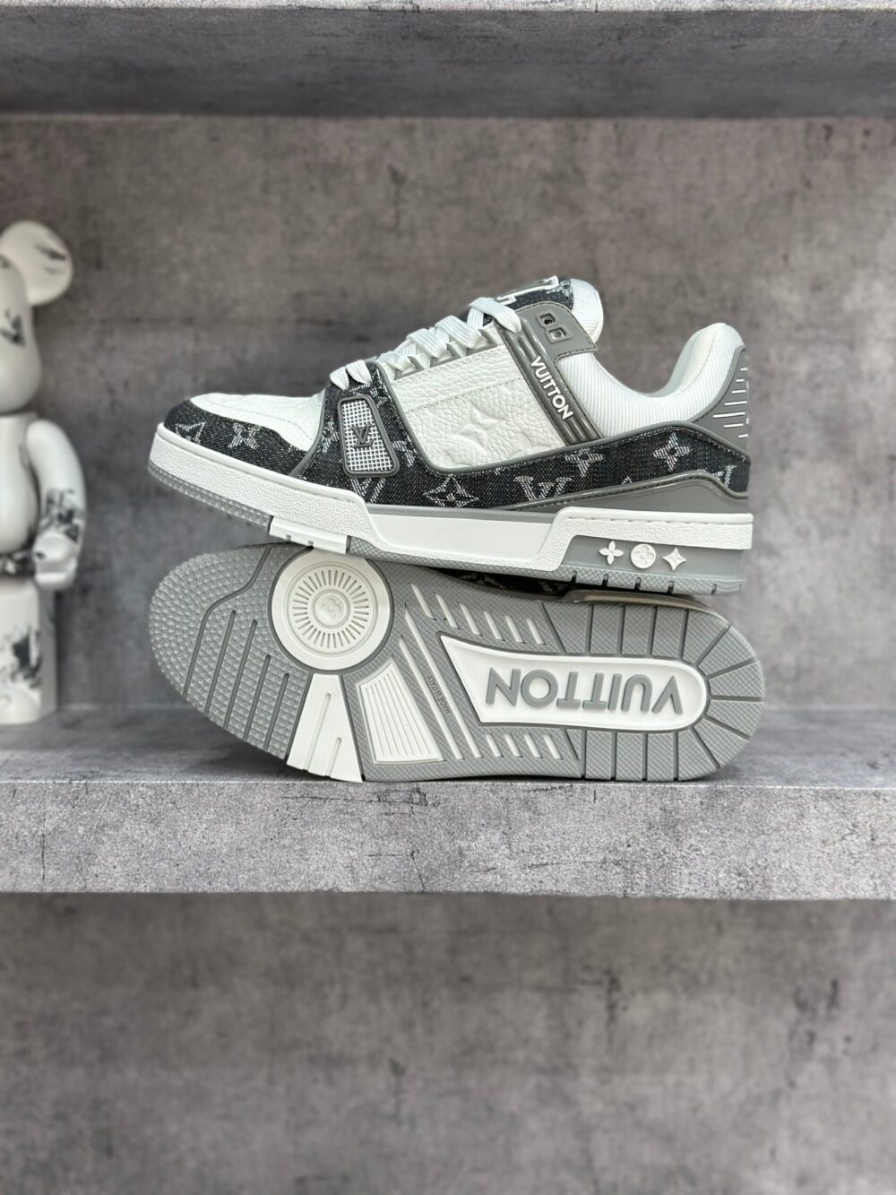 Louis Vuitton LV Trainer Sneaker 'Denim Monogram Grey' - Image 7