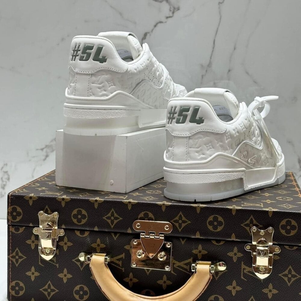Louis Vuitton LV Trainer Sneaker – Triple White Monogram Embossed Edition - Image 5