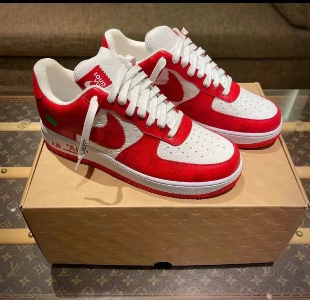 Louis Vuitton x Nike Air Force 1 Low 'By Virgil Abloh White/Red' - Image 6