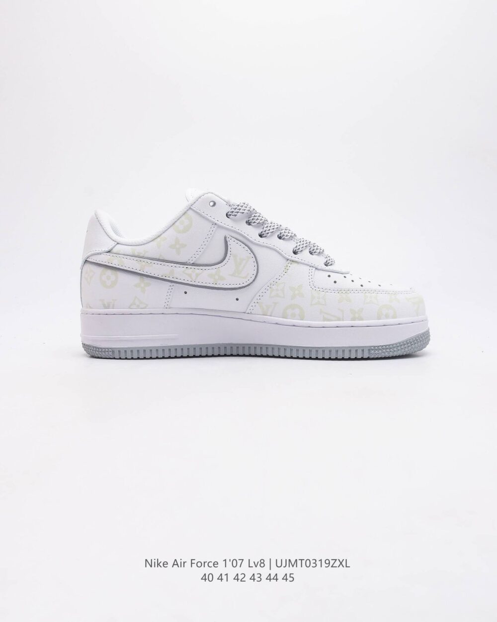 Louis Vuitton x Nike Air Force 1 Monogram Grey Frost Edition (Custom) - Image 4