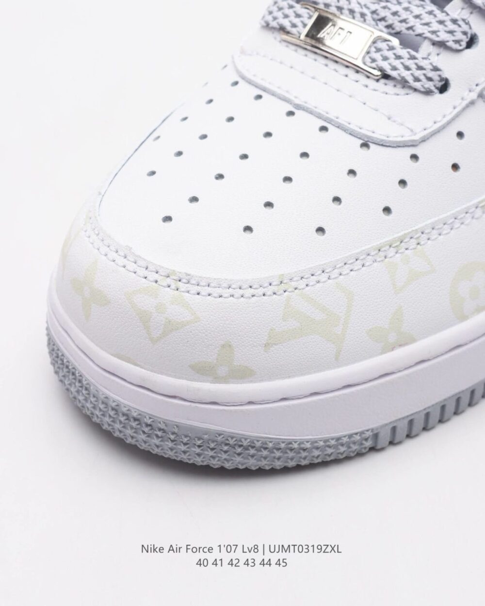 Louis Vuitton x Nike Air Force 1 Monogram Grey Frost Edition (Custom) - Image 9