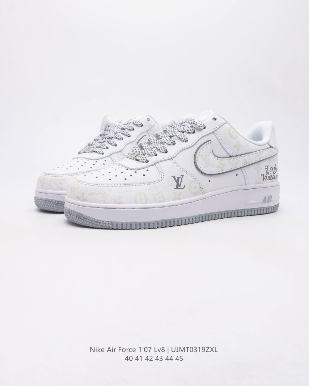 Louis Vuitton x Nike Air Force 1 Monogram Grey Frost Edition (Custom) - Image 3