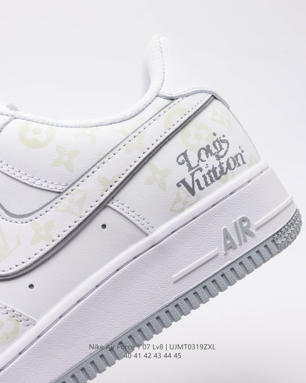 Louis Vuitton x Nike Air Force 1 Monogram Grey Frost Edition (Custom) - Image 7