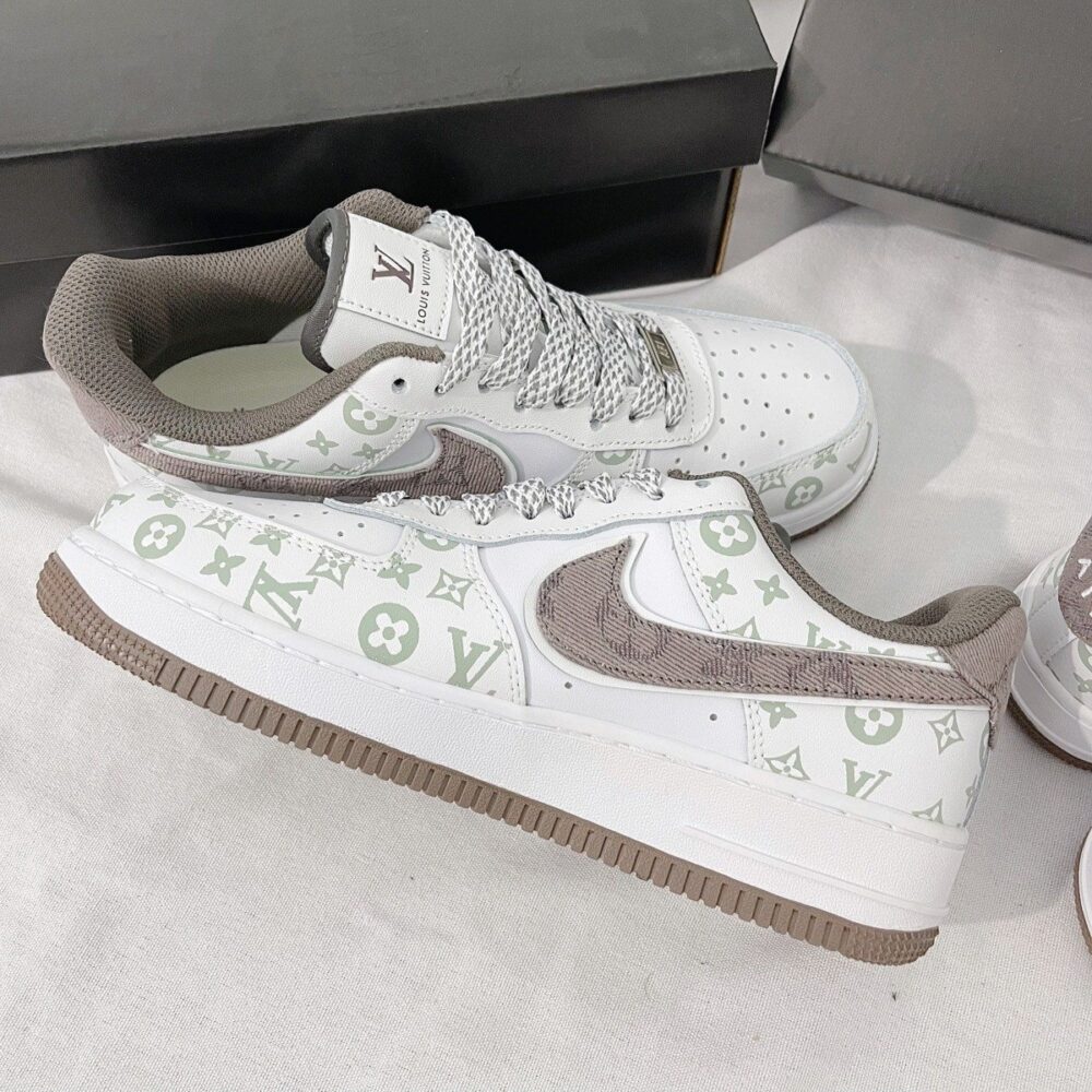 Louis Vuitton x Nike Air Force 1 White Mocha Monogram (Custom) - Image 4