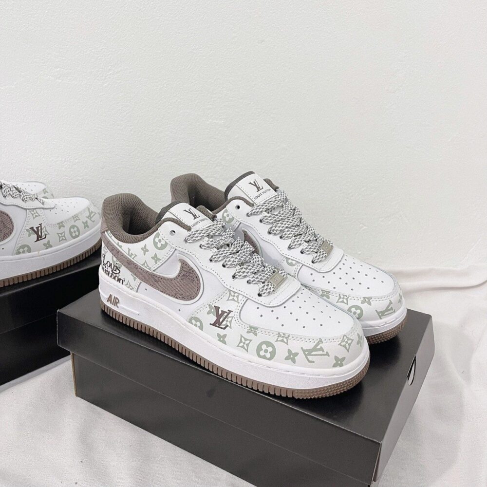 Louis Vuitton x Nike Air Force 1 White Mocha Monogram (Custom) - Image 3