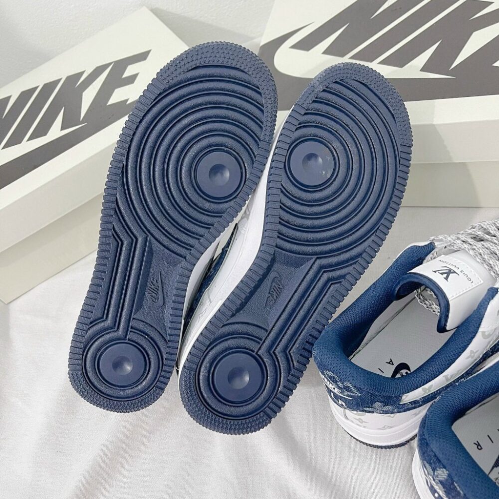 Louis Vuitton x Nike Air Force 1 White Navy Monogram ( Custom) - Image 10