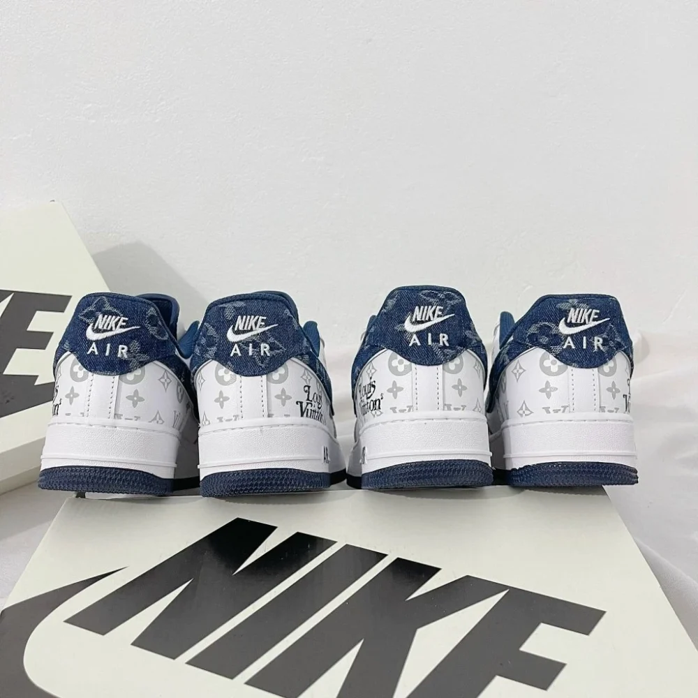 Louis Vuitton x Nike Air Force 1 White Navy Monogram ( Custom) - Image 9