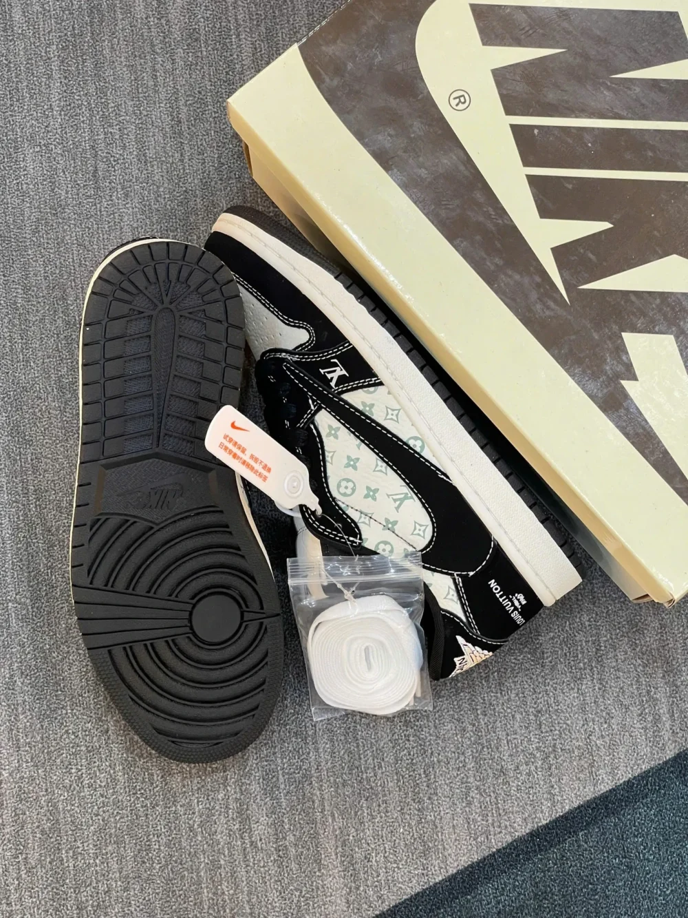 Louis Vuitton x Nike Air Jordan 1 Low "Panda Monogram" (Custom) - Image 5