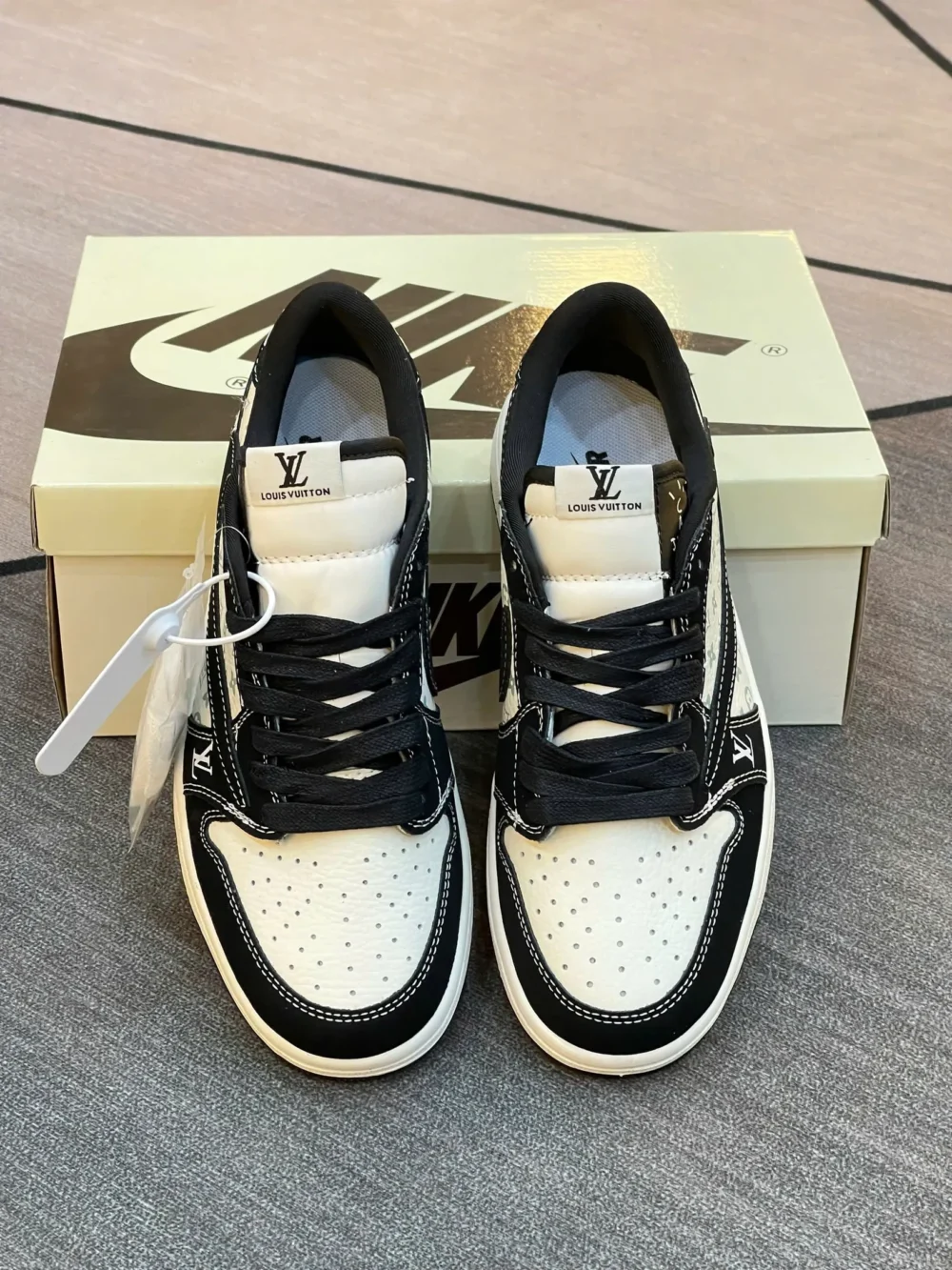 Louis Vuitton x Nike Air Jordan 1 Low "Panda Monogram" (Custom) - Image 2