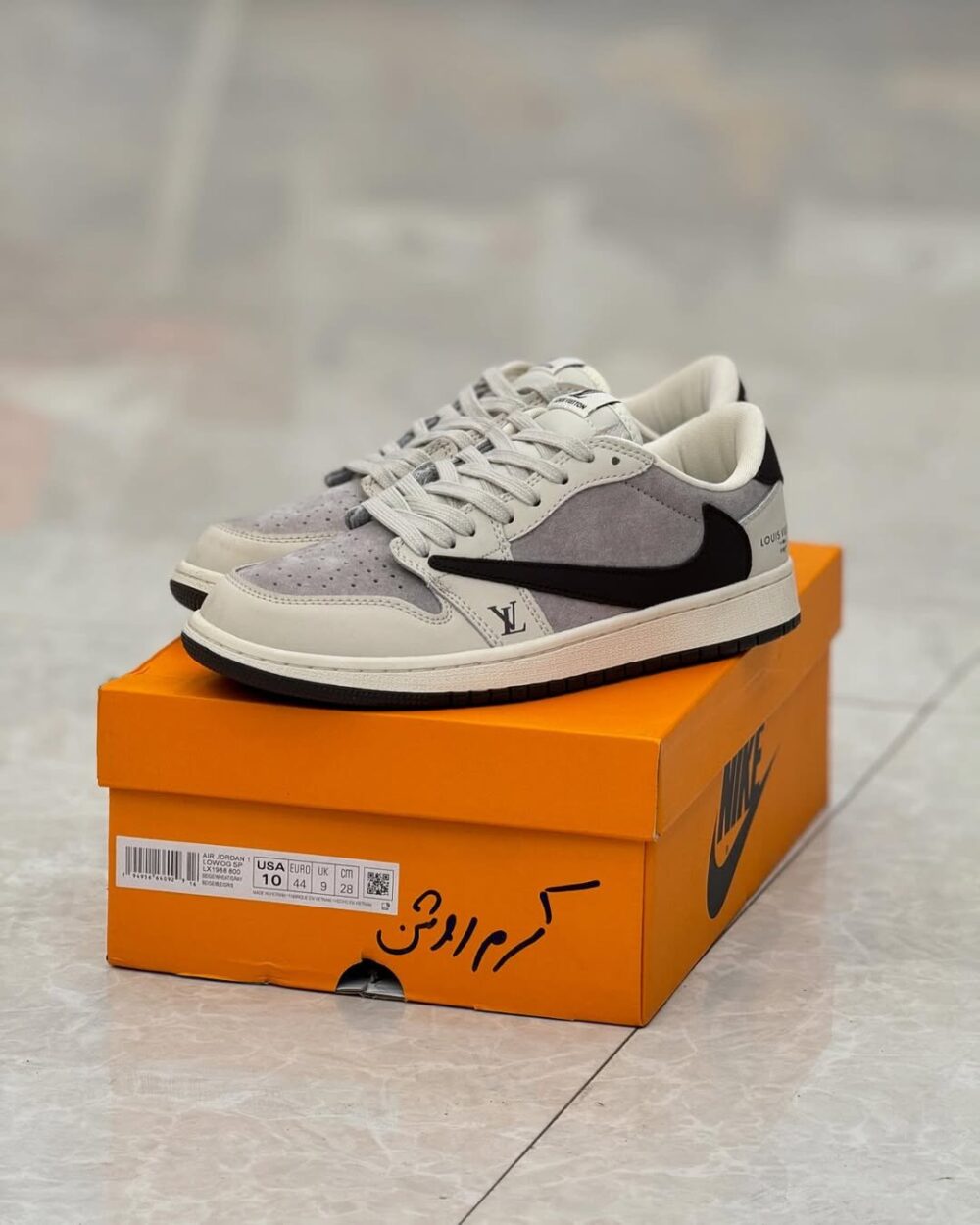 Louis Vuitton x Nike Air Jordan 1 Low "Shadow Grey Suede" (Custom) - Image 2