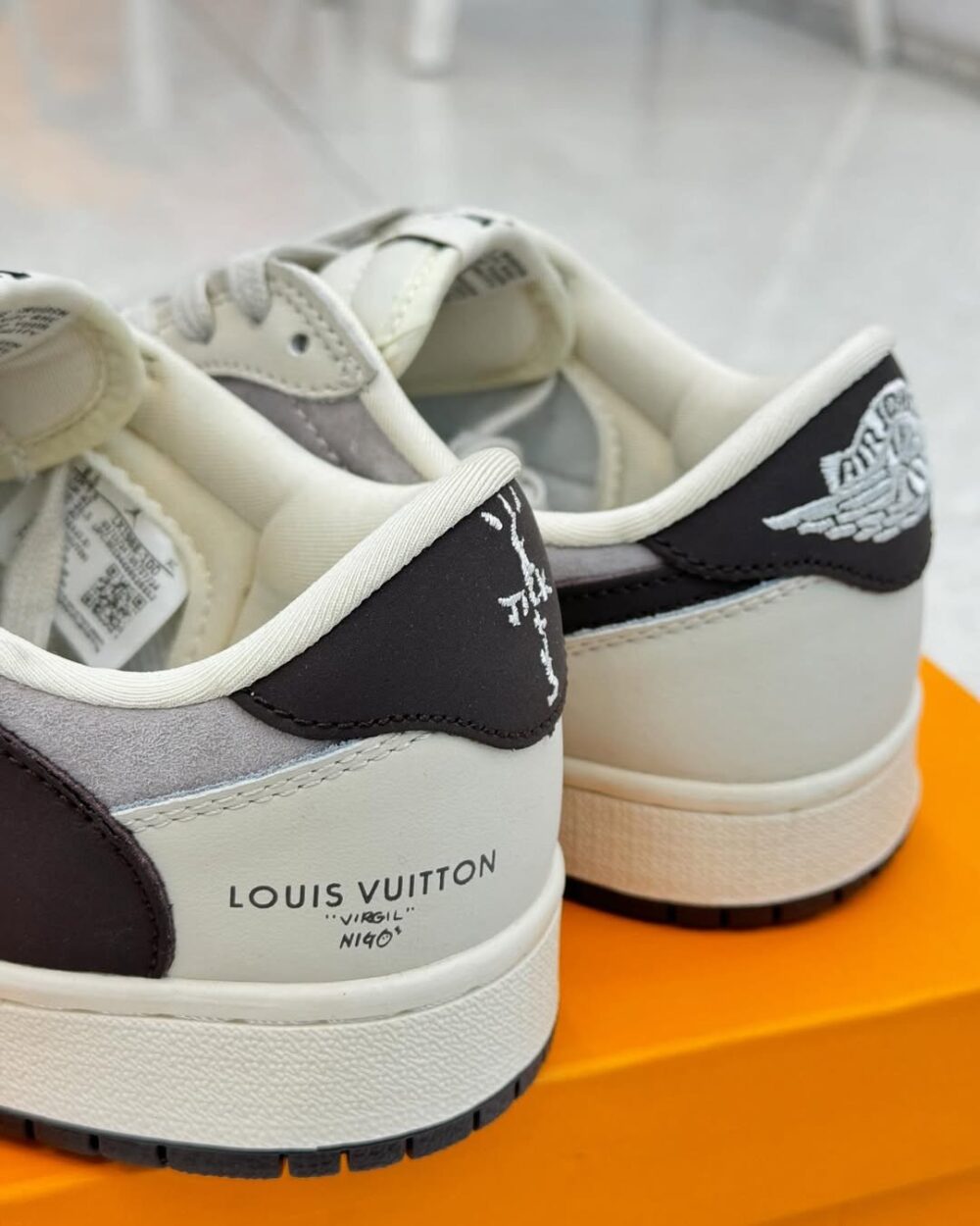 Louis Vuitton x Nike Air Jordan 1 Low "Shadow Grey Suede" (Custom) - Image 6