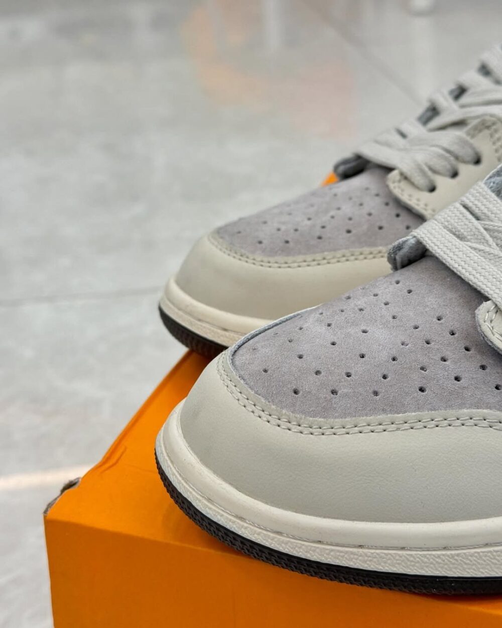Louis Vuitton x Nike Air Jordan 1 Low "Shadow Grey Suede" (Custom) - Image 4