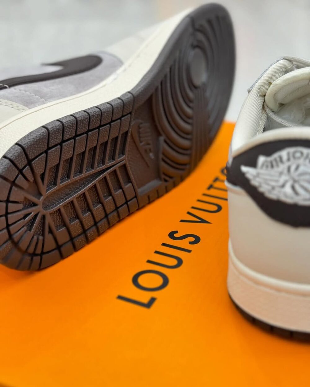 Louis Vuitton x Nike Air Jordan 1 Low "Shadow Grey Suede" (Custom) - Image 3