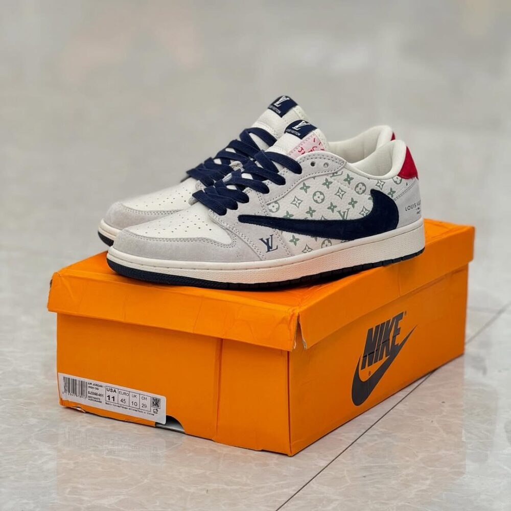 Louis Vuitton x Nike Air Jordan 1 Low "Tricolor Monogram" (Custom) - Image 2