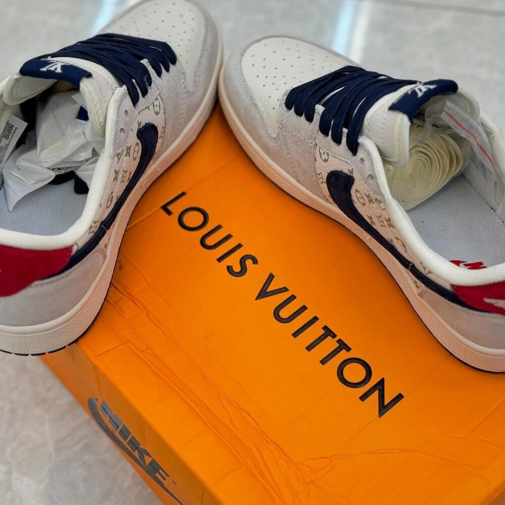 Louis Vuitton x Nike Air Jordan 1 Low "Tricolor Monogram" (Custom) - Image 6