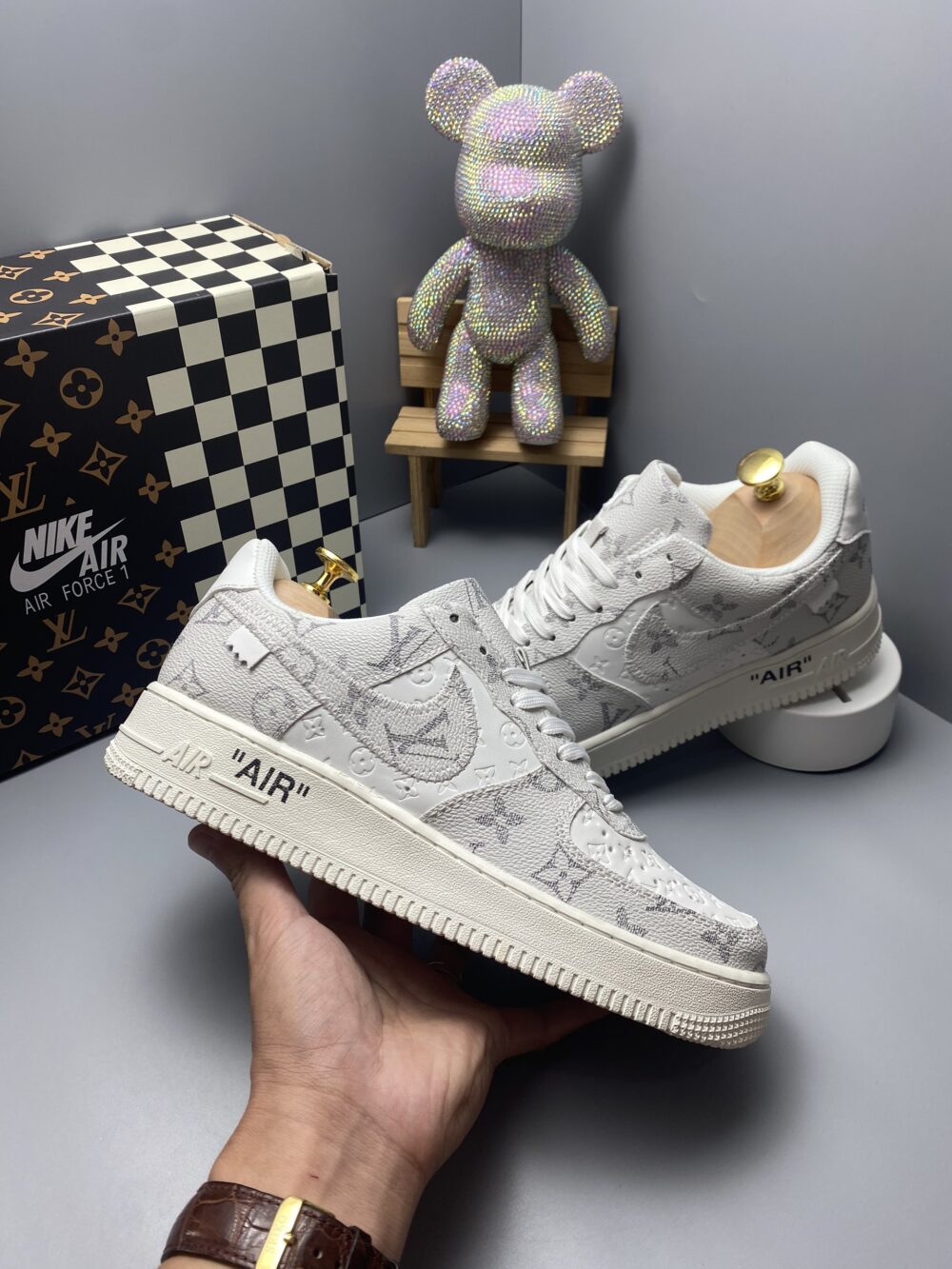 Louis Vuitton x Nike Air Force 1 Frost White Luxe Edition (Custom) - Image 11